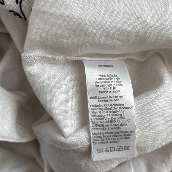 Madewell Linen Button Midi Embroidered Dress in Size 2 White Boho Square Neck - Picture 11 of 12